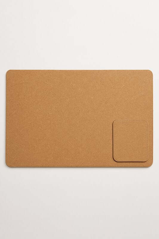 Elegant cork desk mouse mat for a minimalist workspace, providing comfort and style.
